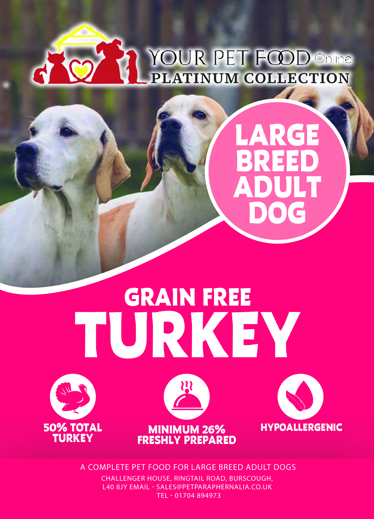 Grain Free Freshly Prepared Turkey for Your Large Breed Adult Dog