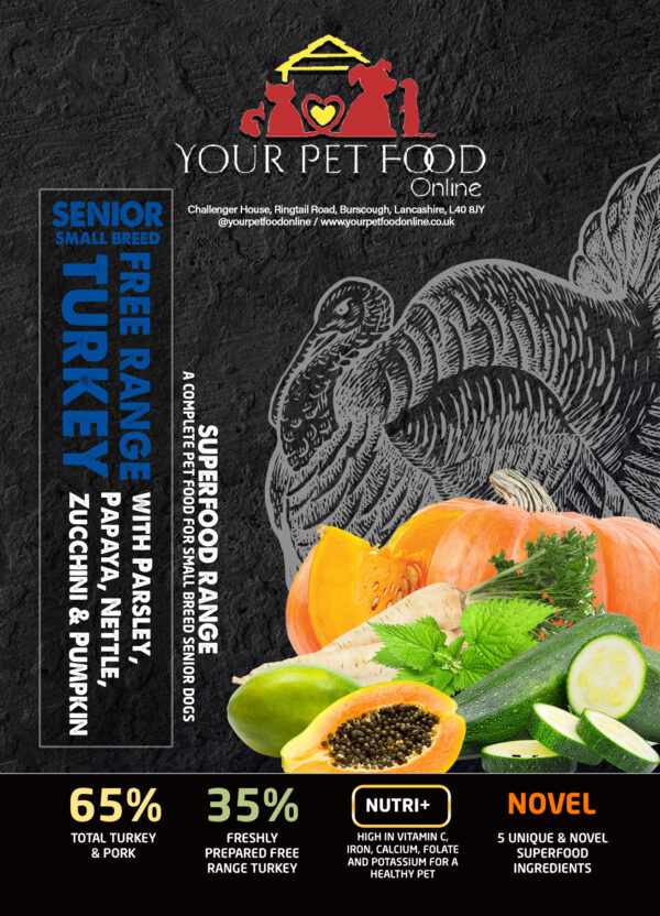 Superfoods Range Turkey & Pork for Your Small Breed Over Weight Adult or Senior Dog